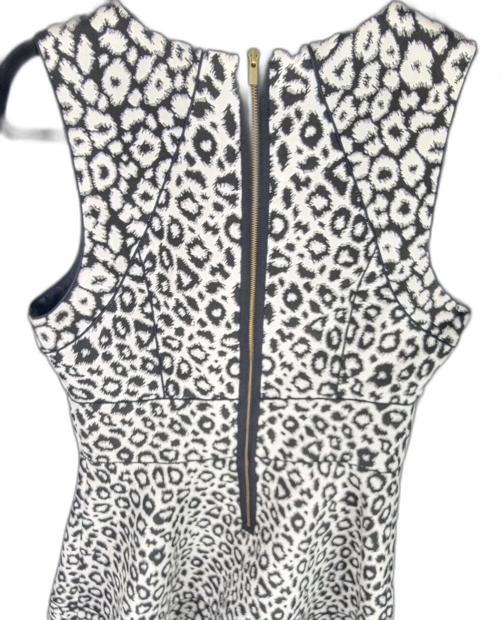 Banana Republic Womens Dress 8 Black White Leopard Print Fit Flare Sleeveless - Picture 13 of 16